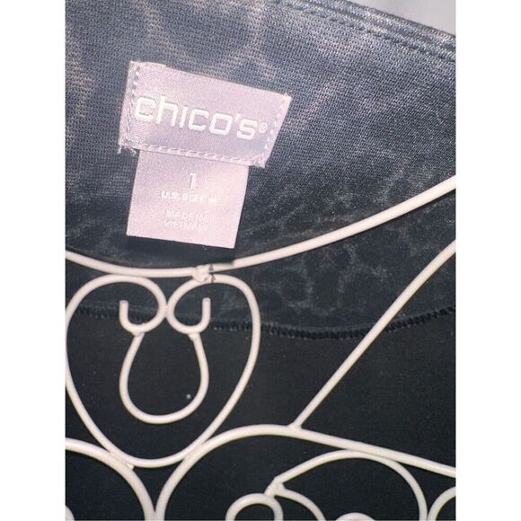 Great CONDITION STUNNING Chico’s Womens animal print tunic NWOT black Size 1 (US - Picture 4 of 11